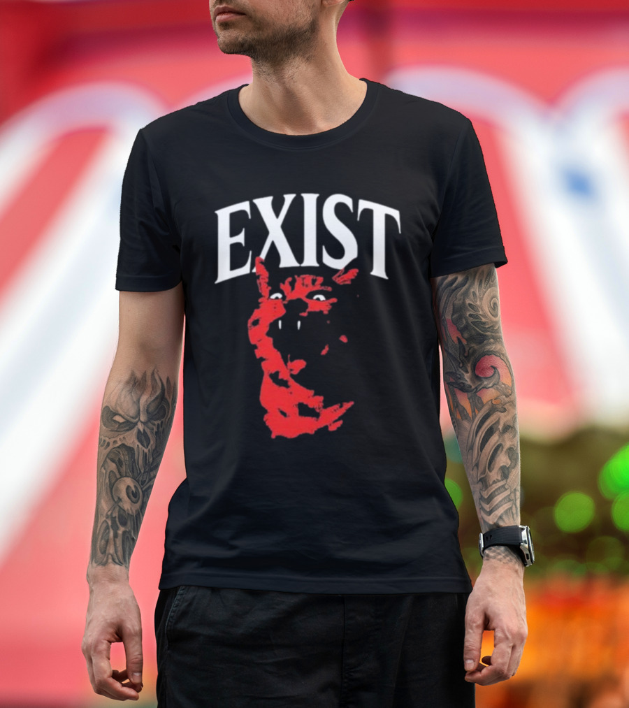 Mynameistuv Exist Red Cat Face T-Shirt