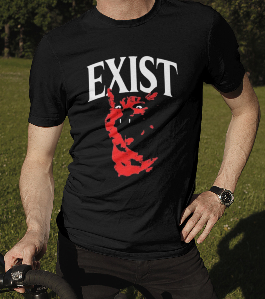 Mynameistuv Exist Red Cat Face T-Shirt