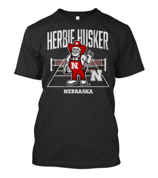 Herbie Husker Nebraska Volleyball Mascot With Court And Net T-Shirt