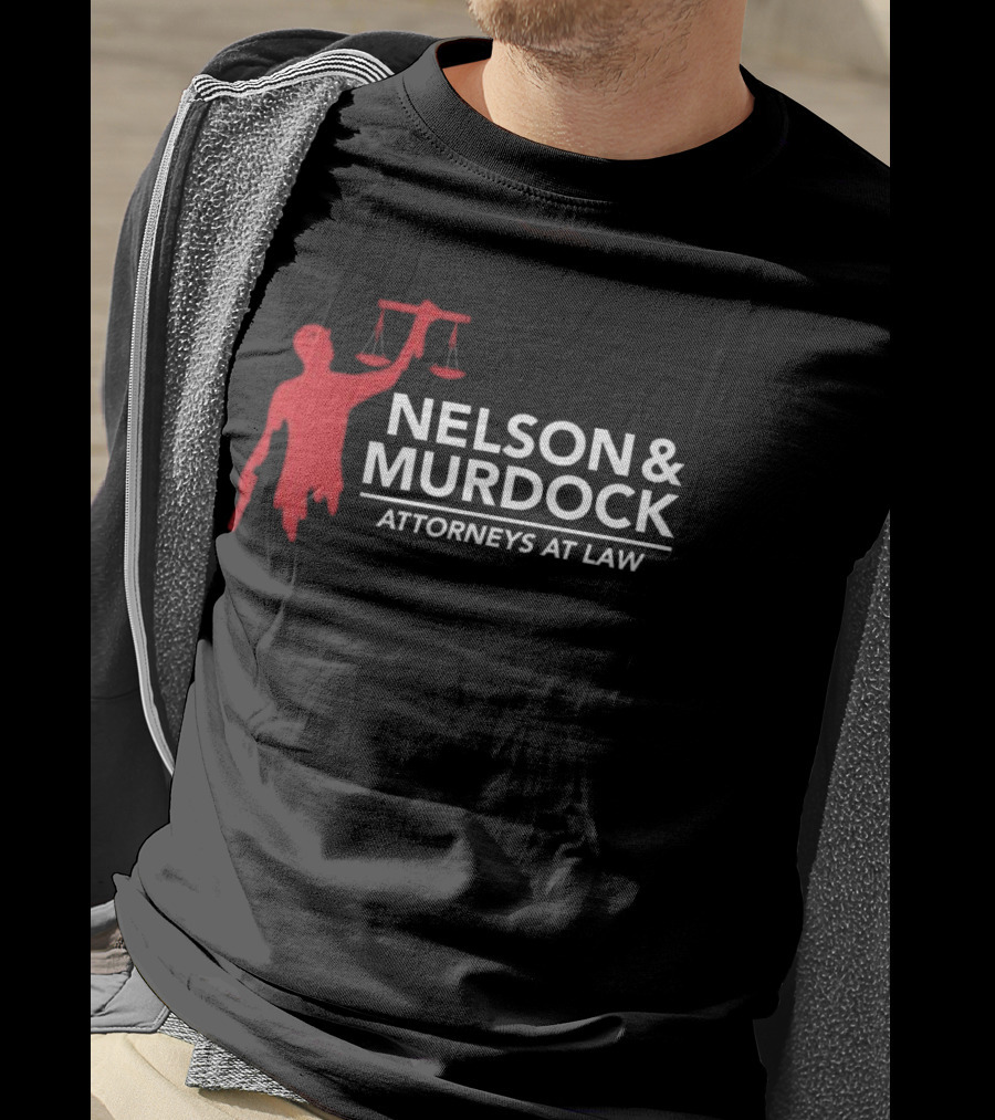 Nelson & Murdock Attorneys At Law Scales Of Justice Iconic Red Silhouette T-Shirt