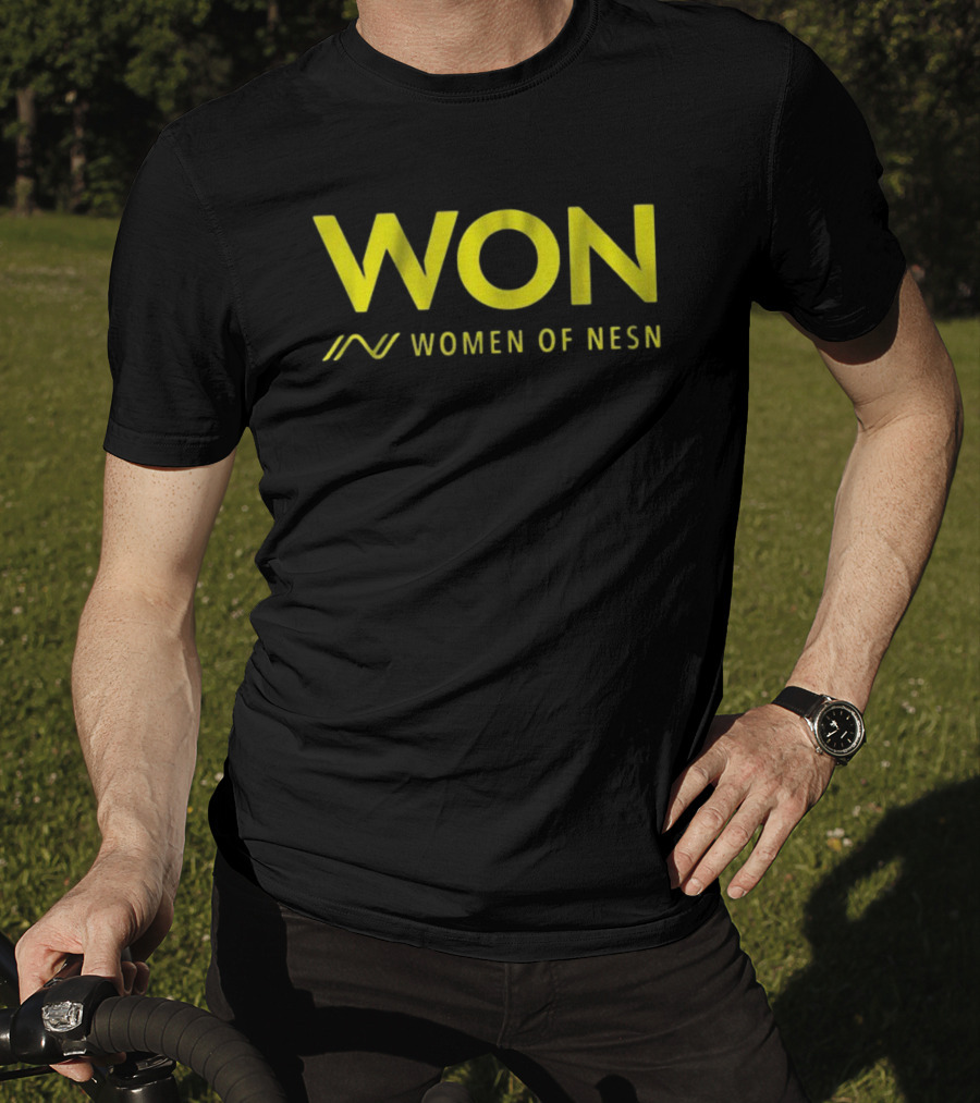 WON Women Of NESN Yellow Text With Stylish Lines T-Shirt