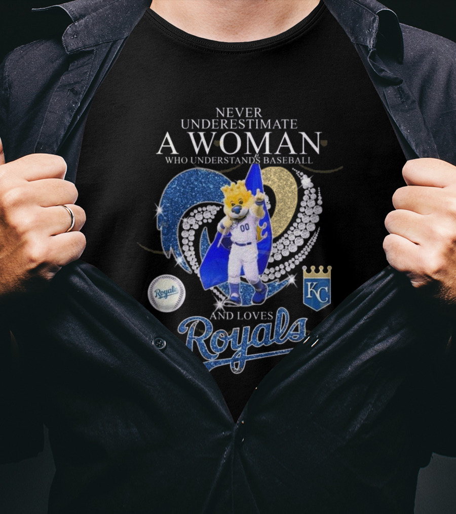 Never Underestimate A Woman Who Understands Baseball Royals Mascot Kansas City Love T-Shirt