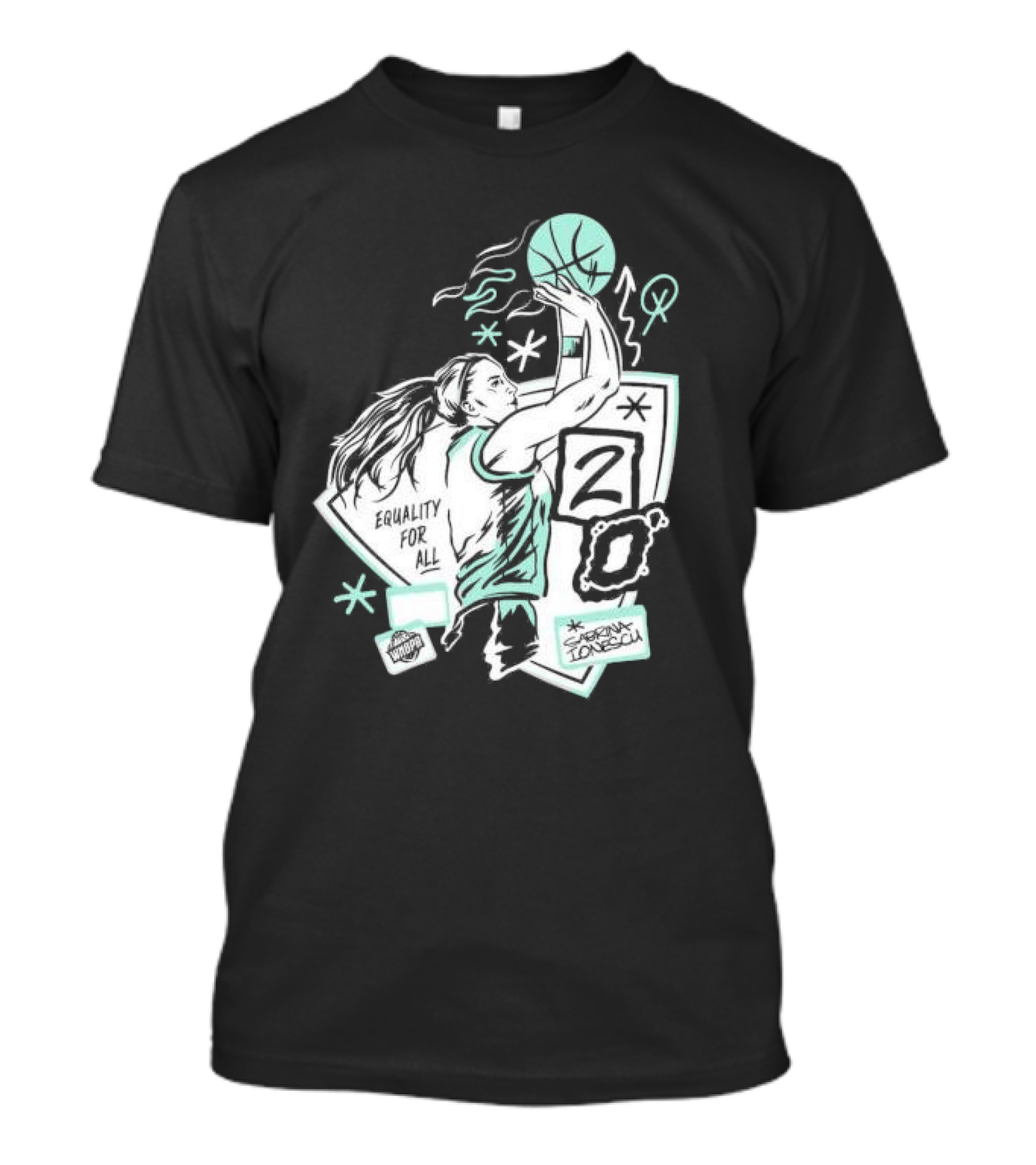 New York Liberty Sabrina Ionescu Equality For All Liberty Statue Basketball T-Shirt