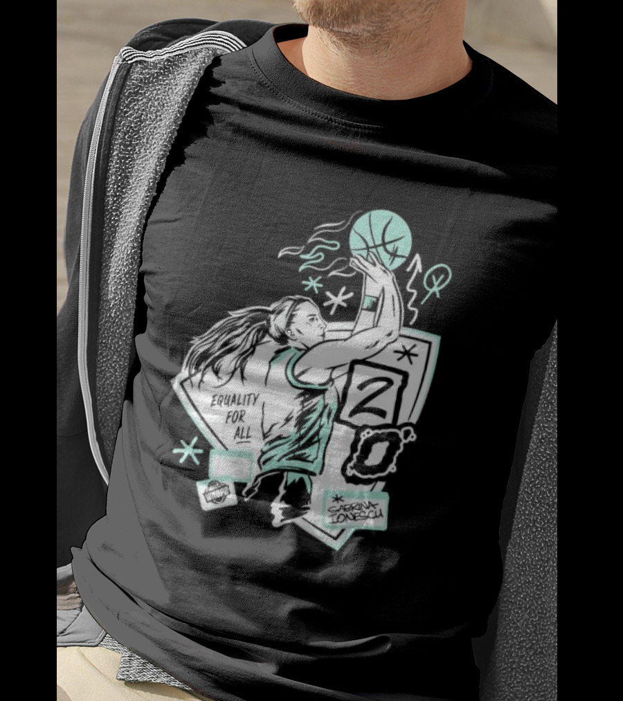 New York Liberty Sabrina Ionescu Equality For All Liberty Statue Basketball T-Shirt