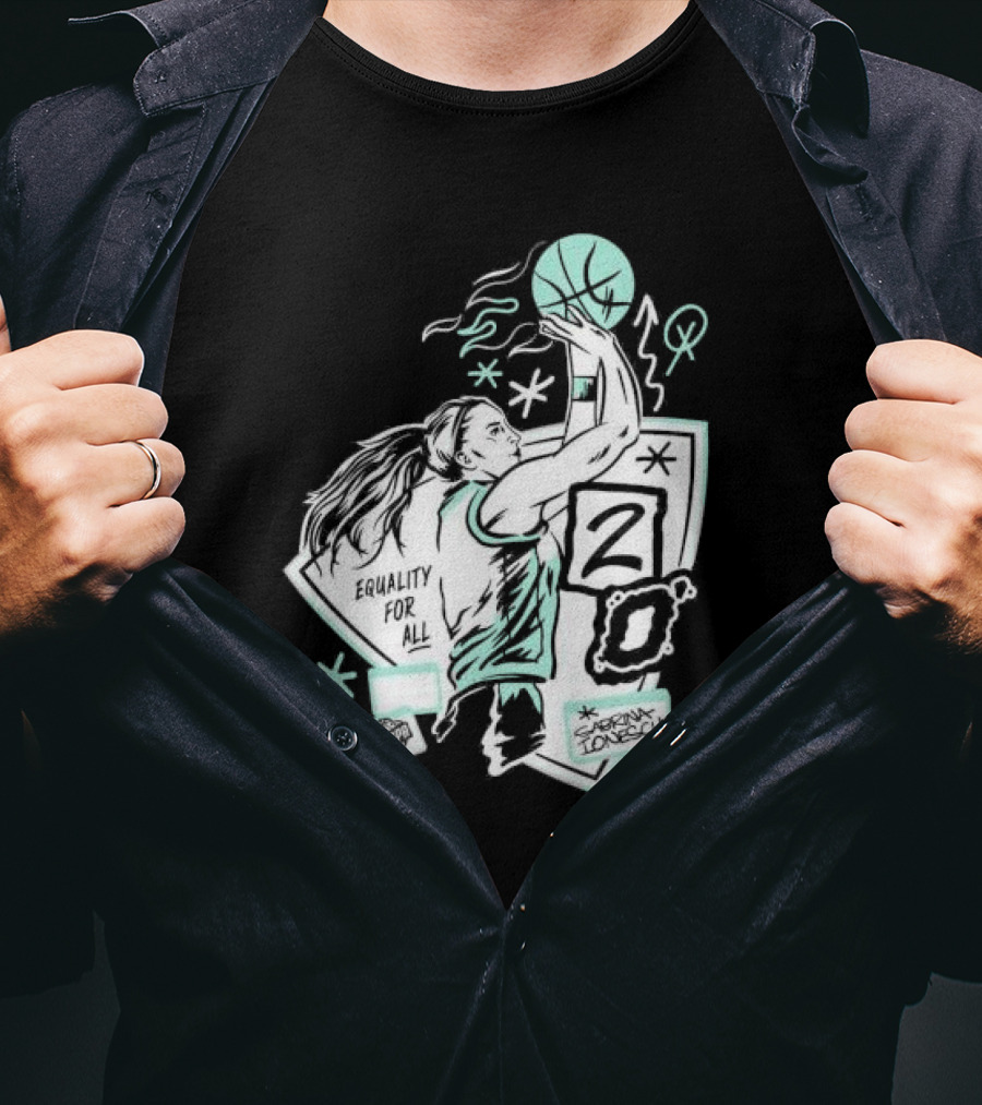 New York Liberty Sabrina Ionescu Equality For All Liberty Statue Basketball T-Shirt