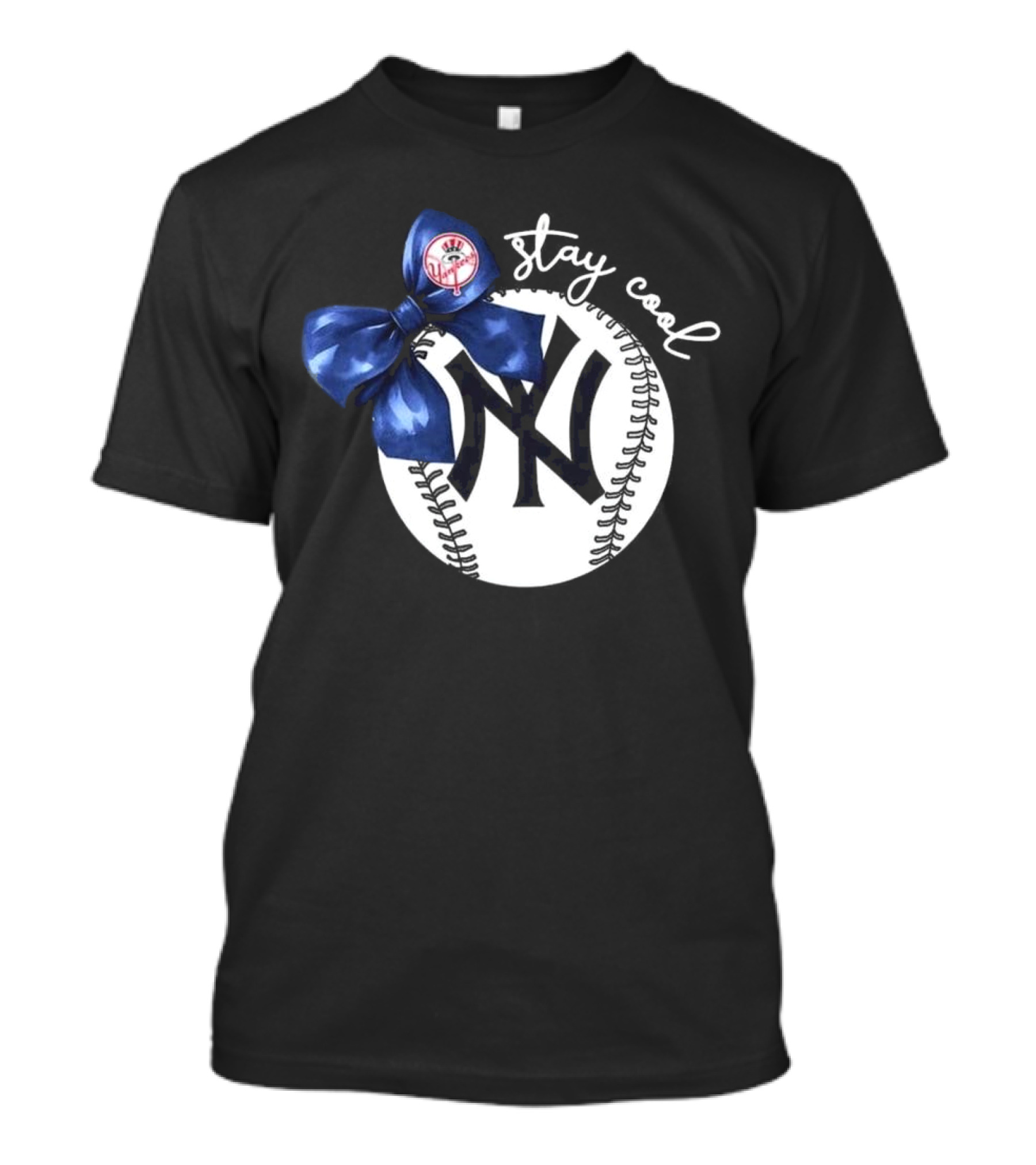 New York Yankees Stay Cool Bow Baseball Girls Fashion T-Shirt