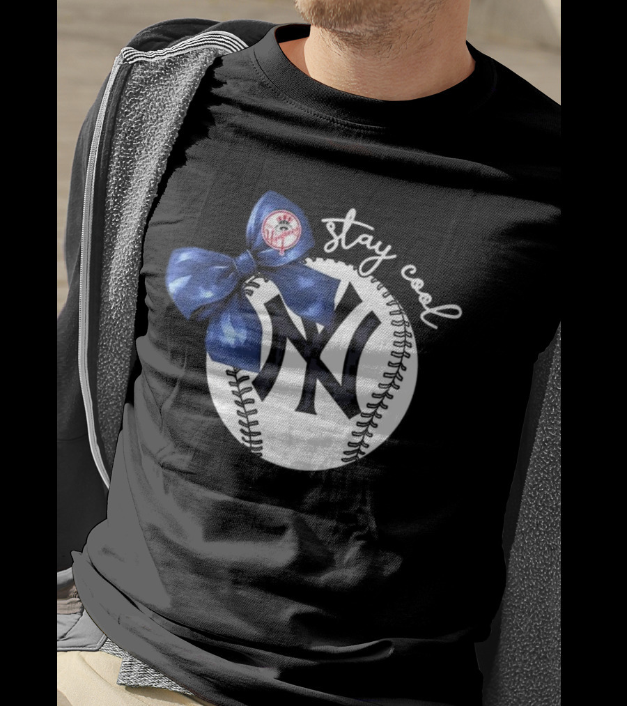 New York Yankees Stay Cool Bow Baseball Girls Fashion T-Shirt