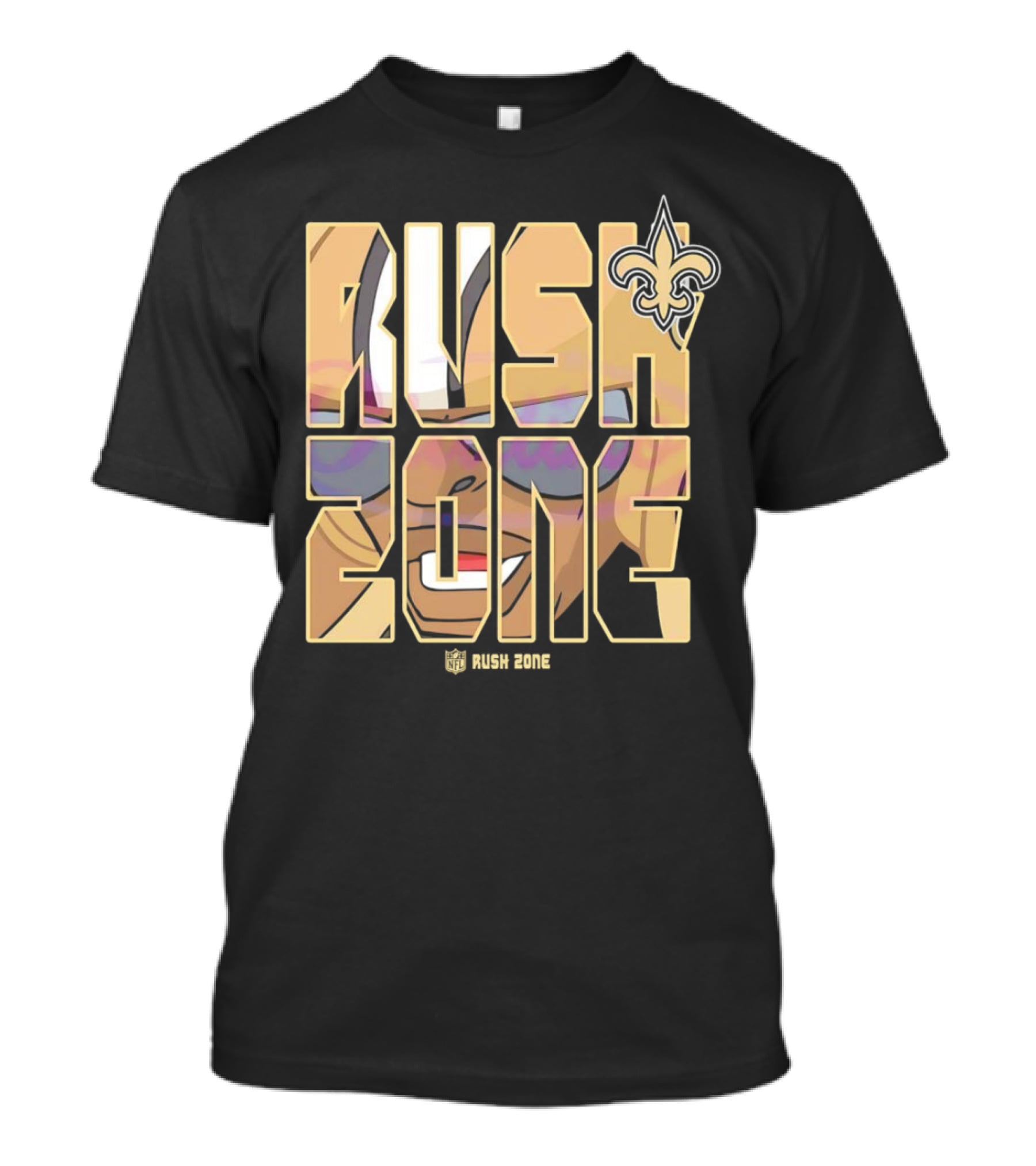 New Orleans Saints Rush Zone NFL Cartoon Fleur-de-Lis T-Shirt