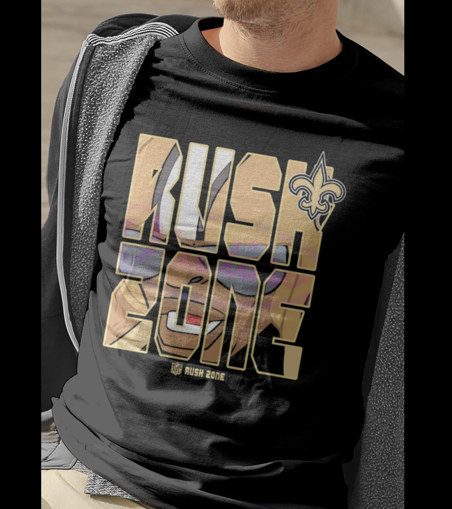 New Orleans Saints Rush Zone NFL Cartoon Fleur-de-Lis T-Shirt