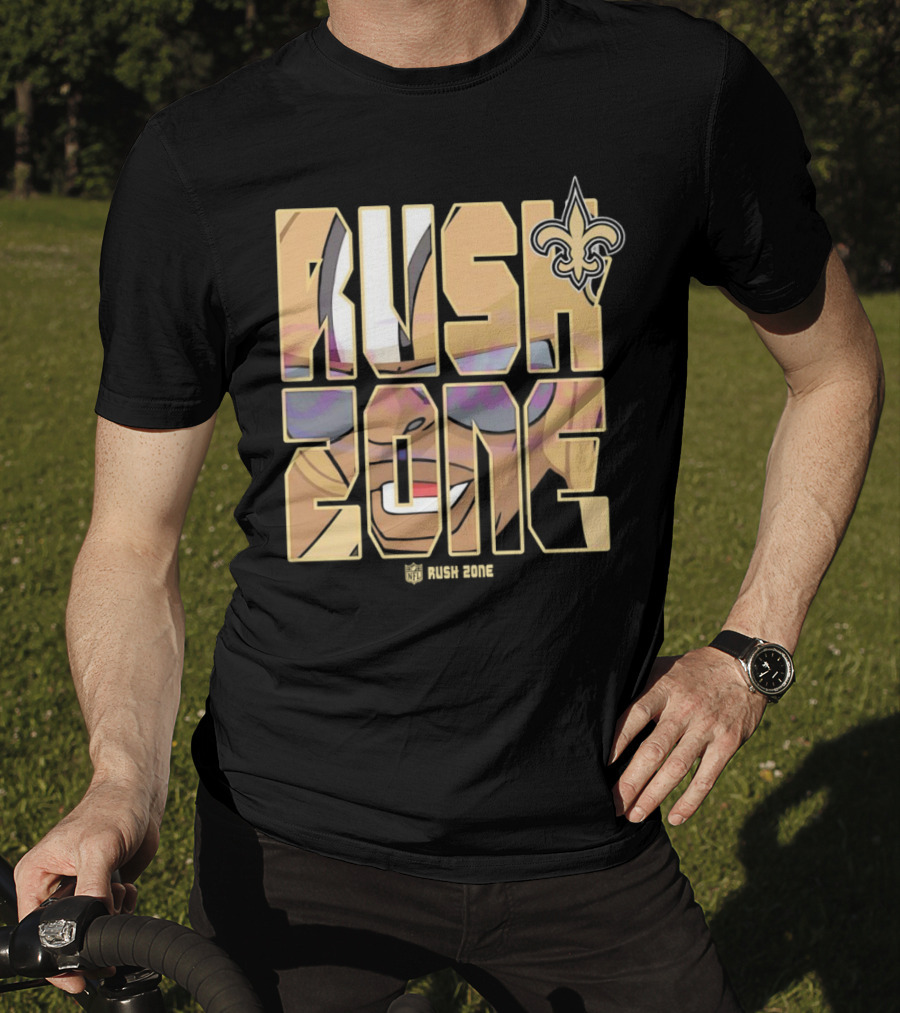New Orleans Saints Rush Zone NFL Cartoon Fleur-de-Lis T-Shirt