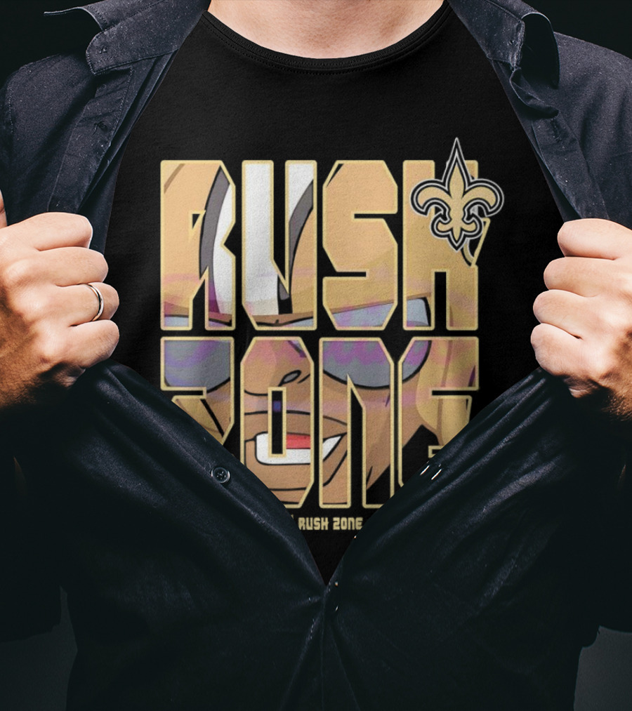 New Orleans Saints Rush Zone NFL Cartoon Fleur-de-Lis T-Shirt