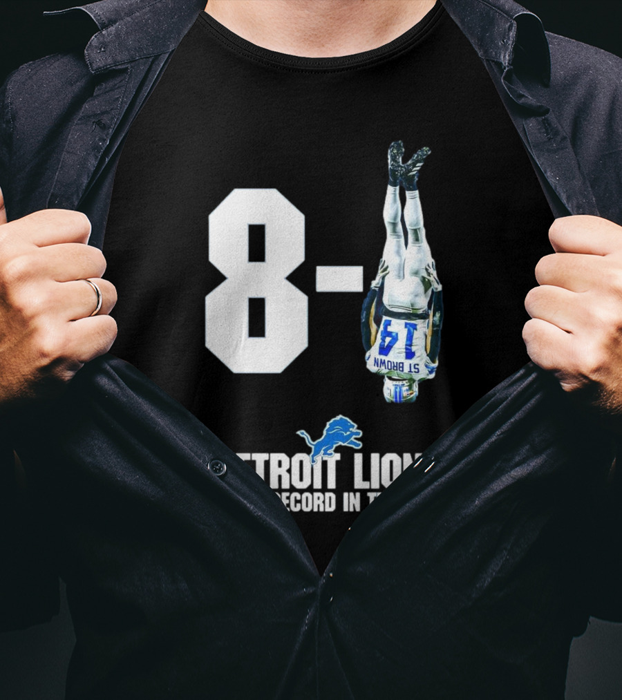 Detroit Lions 8-1 Amon-Ra St. Brown Headstand Celebration Best Record In NFC T-Shirt