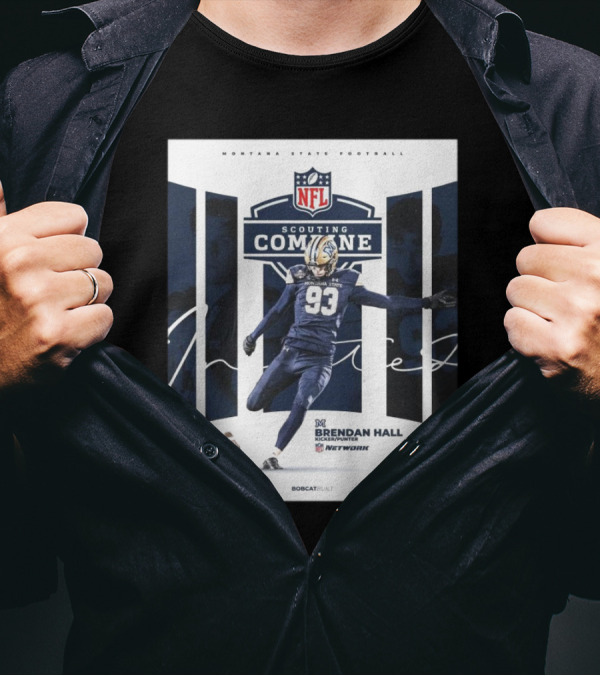 Montana State Football NFL Scouting Combine Brendan Hall Kicker Punter Bobcat Built Network T-Shirt