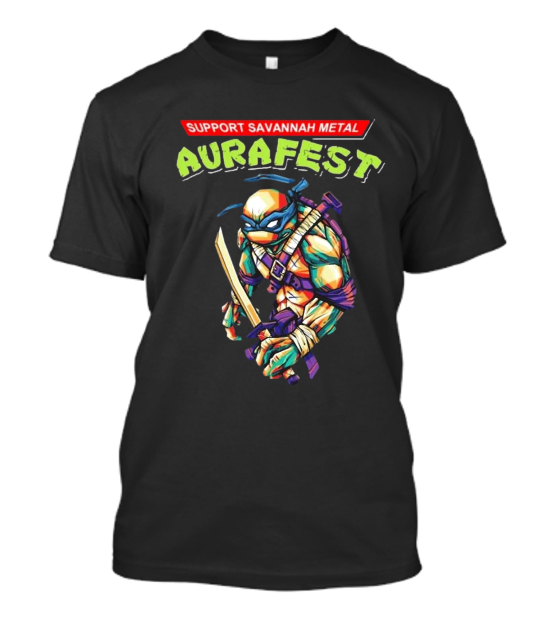 Support Savannah Metal Aurafest Ninja Turtles Event T-Shirt