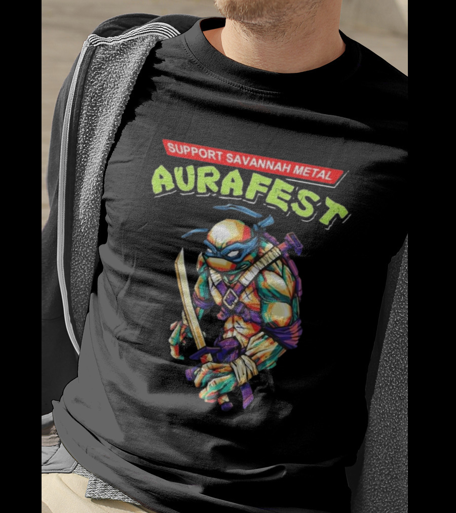 Support Savannah Metal Aurafest Ninja Turtles Event T-Shirt