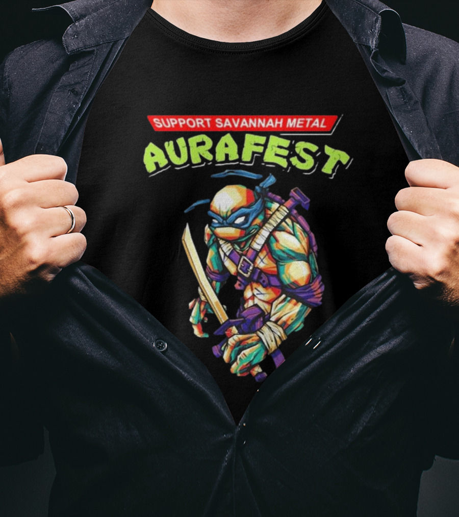 Support Savannah Metal Aurafest Ninja Turtles Event T-Shirt