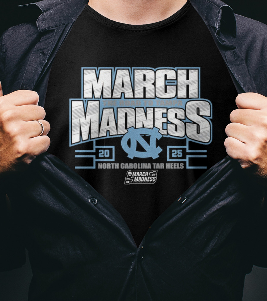 March Madness 2025 North Carolina Tar Heels Road To Tampa NCAA Tournament T-Shirt