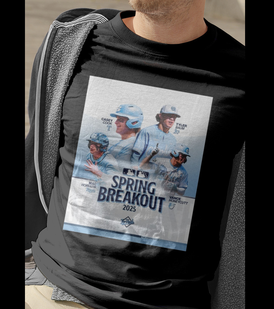 North Carolina Tar Heels Baseball Spring Breakout 2025 Casey Cook Tyler Baum Mac Horvath Vance Honeycutt MLB T-Shirt