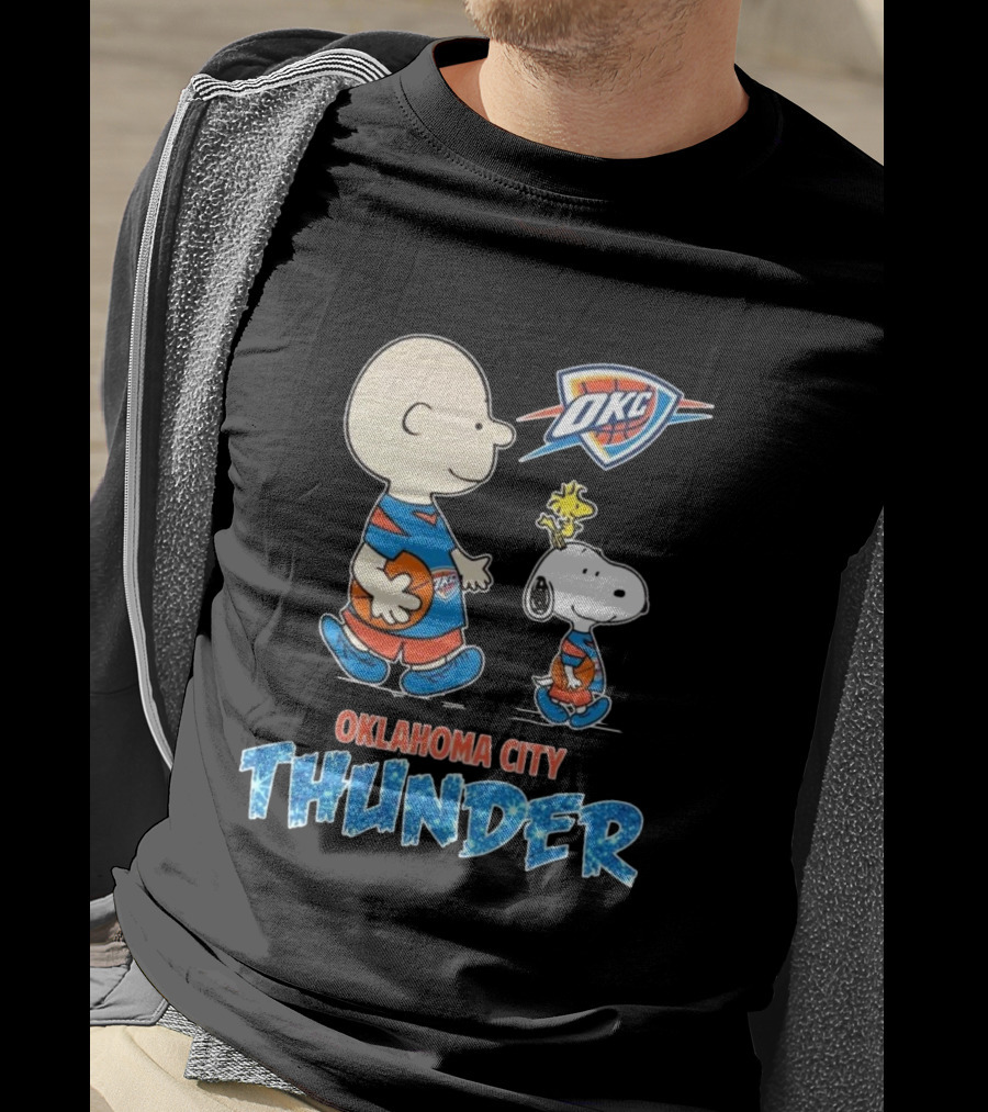 Oklahoma City Thunder Peanuts Snoopy 2025 OKC Basketball Woodstock T-Shirt