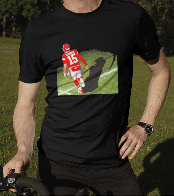 Patrick Mahomes 15 With Grim Reaper Shadow Football Field T-Shirt