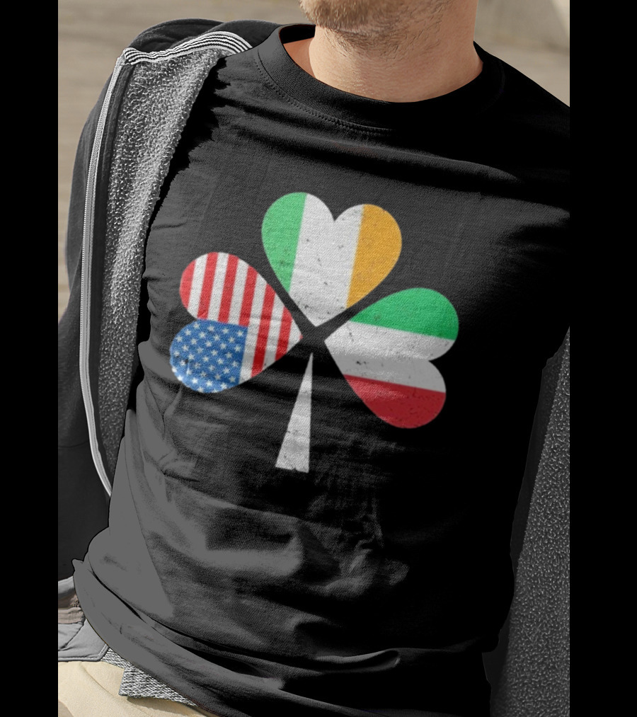 PatrickS Day Clover Ireland USA Italy Flag Trio T-Shirt