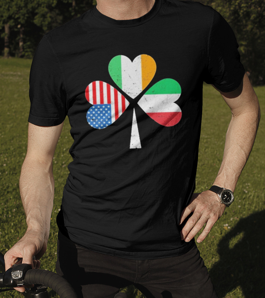 PatrickS Day Clover Ireland USA Italy Flag Trio T-Shirt