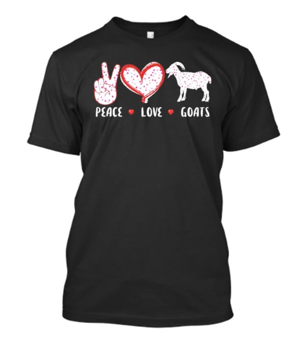 Peace Love Goats Hand Sign Heart Farm Animal T-Shirt