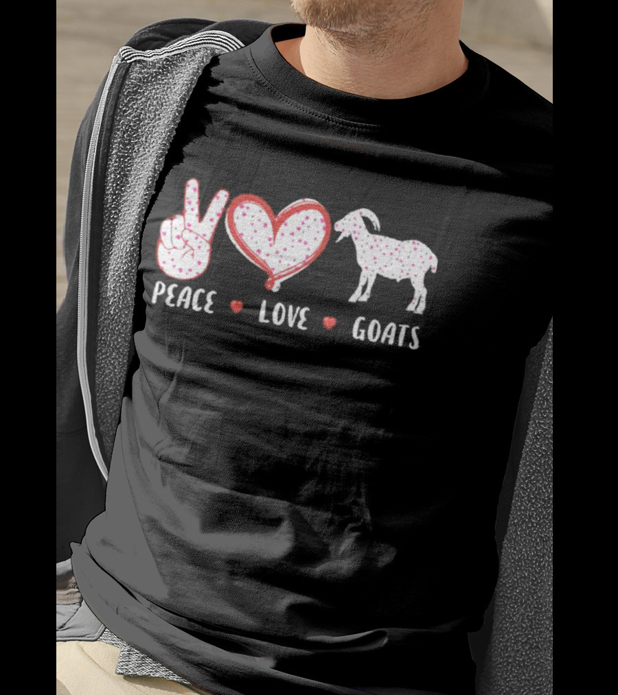 Peace Love Goats Hand Sign Heart Farm Animal T-Shirt