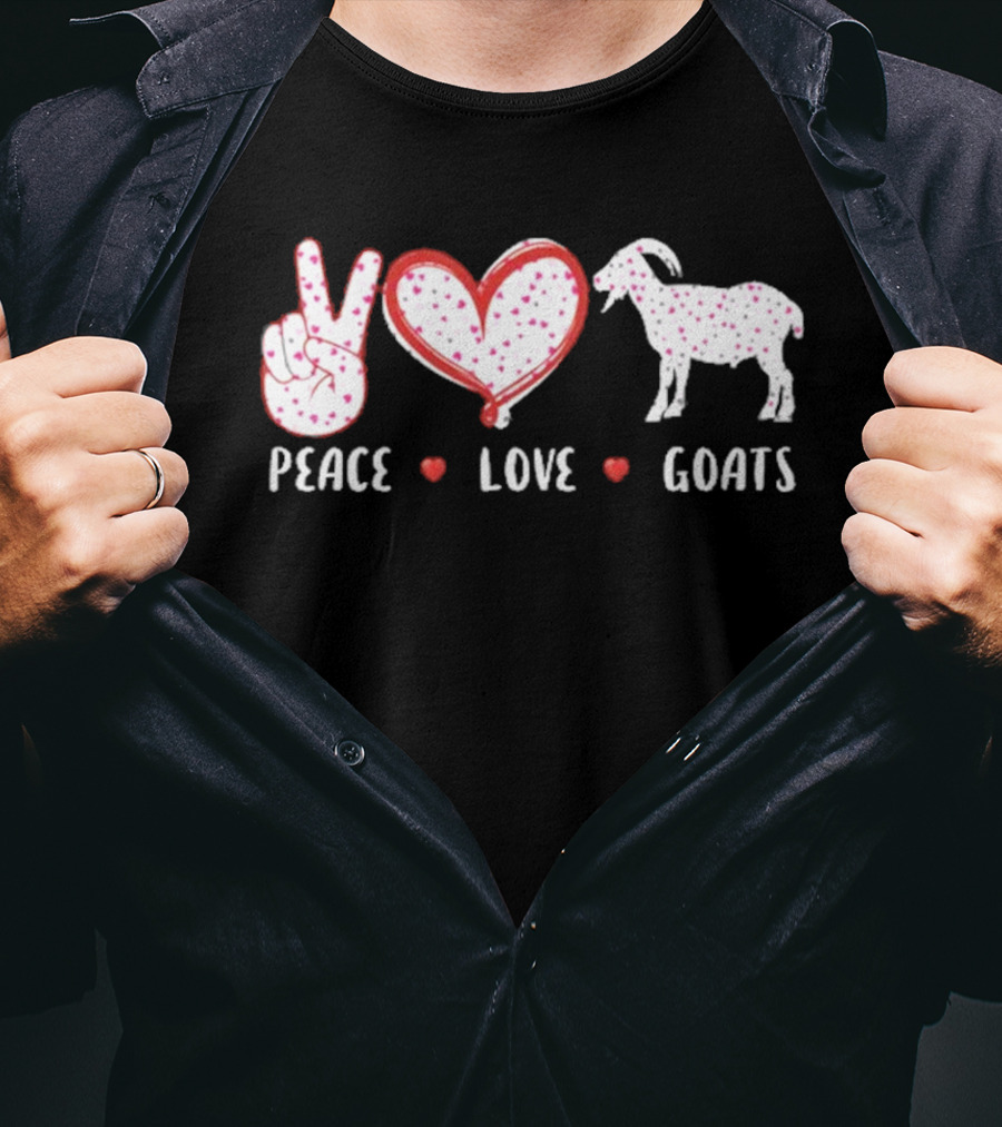 Peace Love Goats Hand Sign Heart Farm Animal T-Shirt