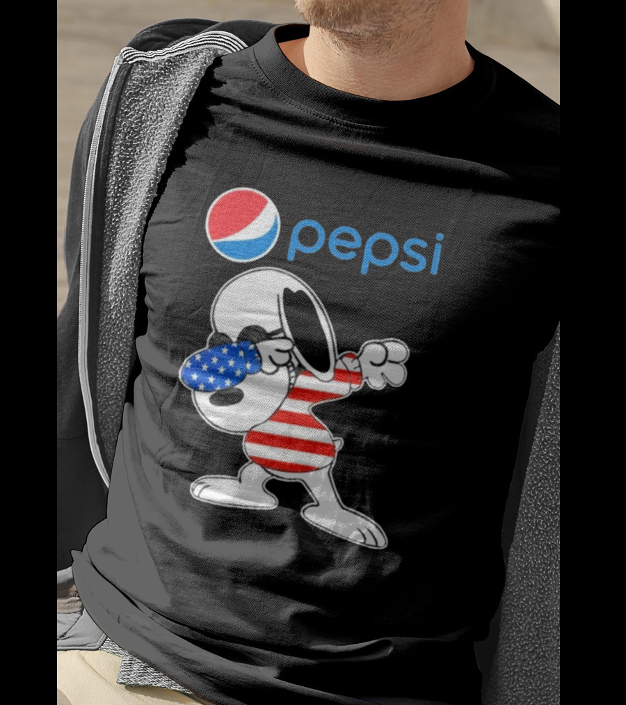 Pepsi Snoopy Dabbing American Flag USA T-Shirt