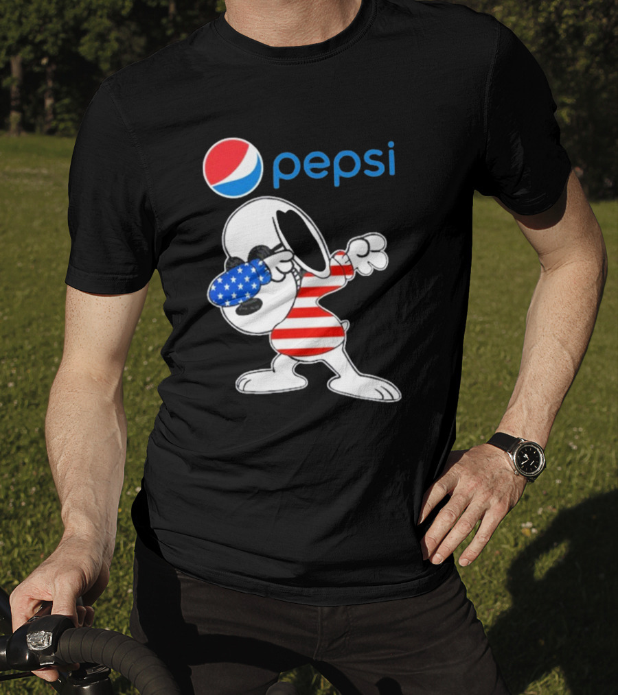 Pepsi Snoopy Dabbing American Flag USA T-Shirt
