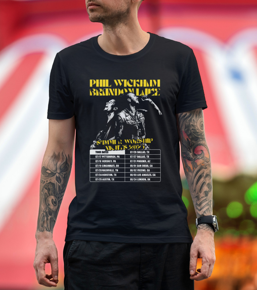Phil Wickham Brandon Lake Summer Worship Nights 2025 Tour Dates T-Shirt