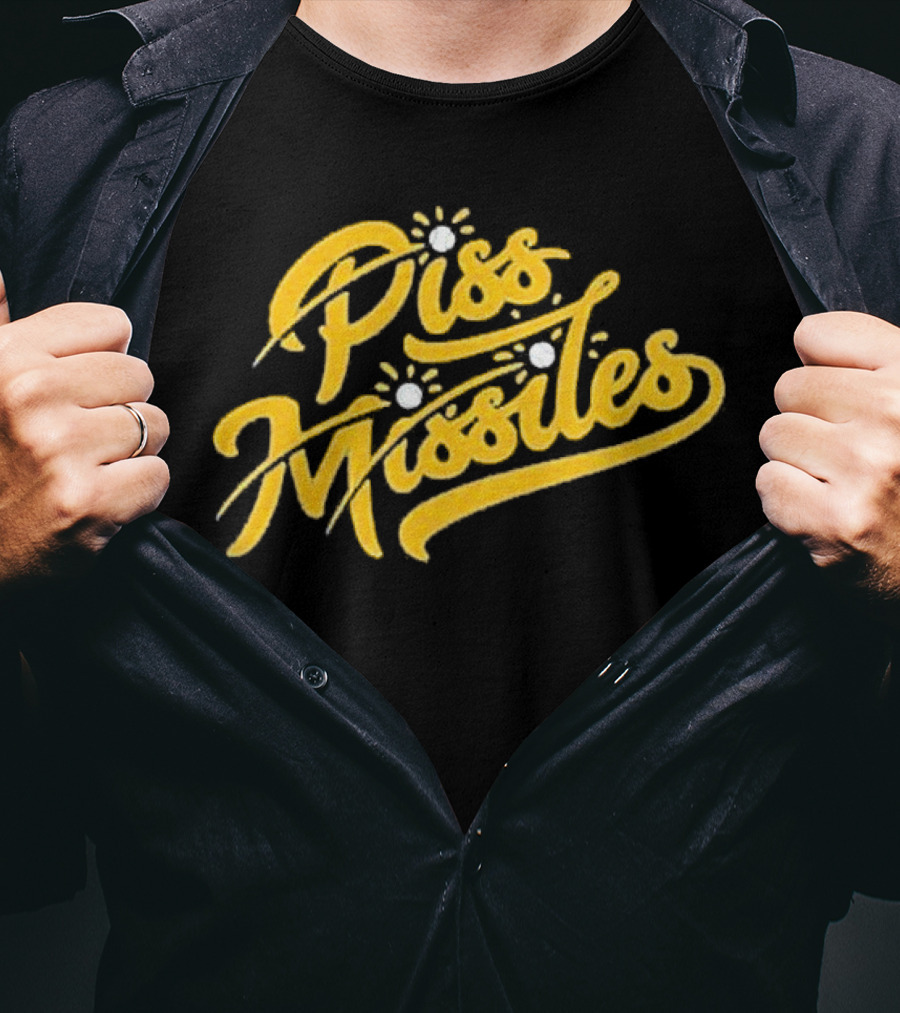 Piss Missiles Baseball Text Style With Splash Effects T-Shirt