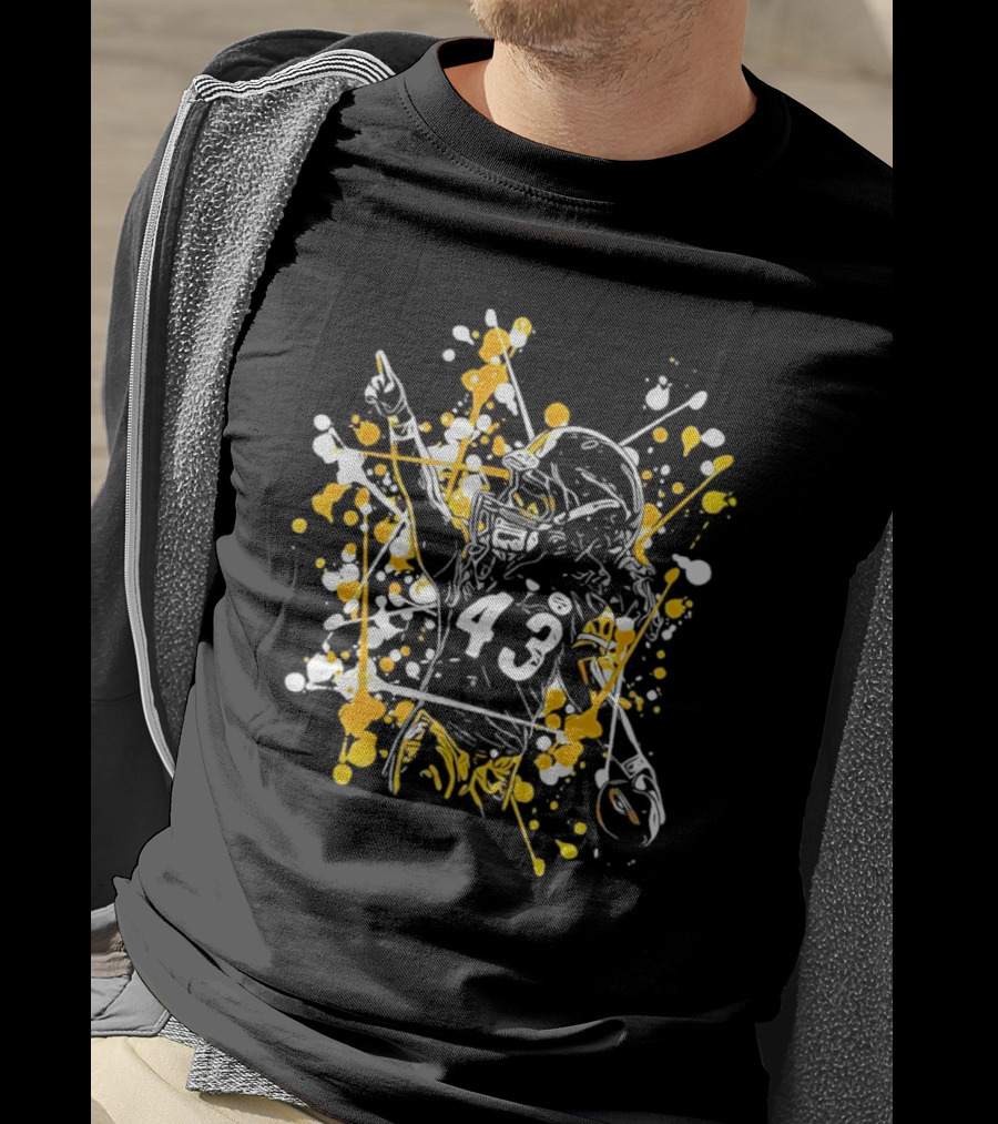 Pittsburgh Steelers Number 43 Splash Celebratory Pose T-Shirt