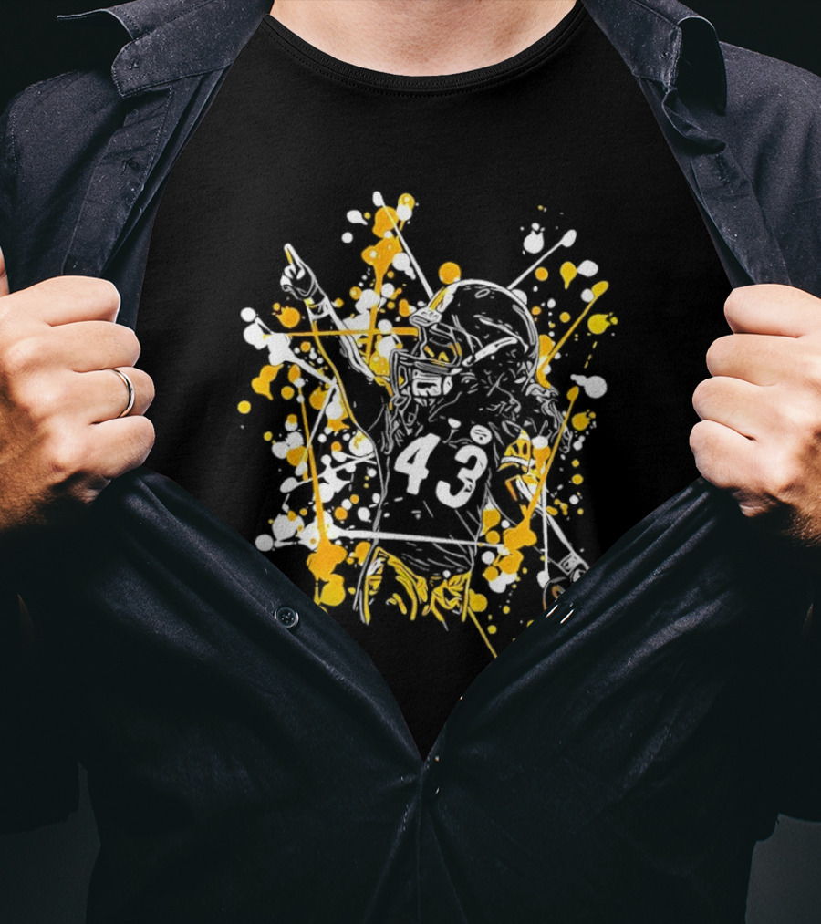 Pittsburgh Steelers Number 43 Splash Celebratory Pose T-Shirt