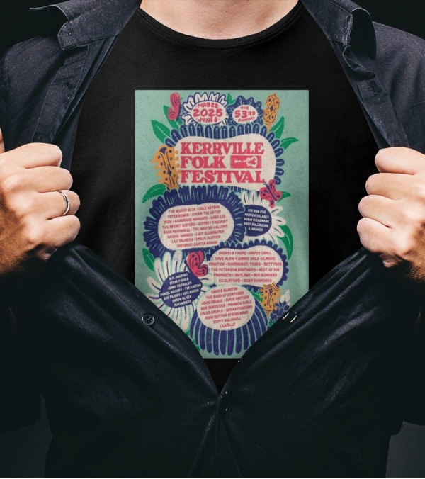 Kerrville Folk Festival 53rd Annual May 22-June 8 2025 Featuring The Wilder Blue, Dale Watson, Fox Run Five T-Shirt