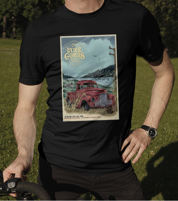 Luke Combs 2025 Australasia New Zealand Tour Auckland Eden Park Jan 17-18 Event T-Shirt