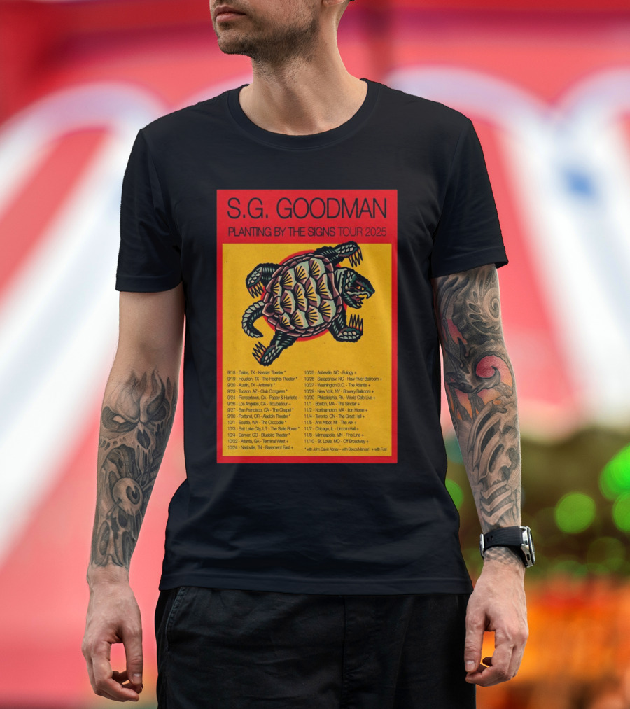 S.G. Goodman 2025 Tour Planting By The Signs Dallas TX Kessler Theater Turtle Artwork T-Shirt