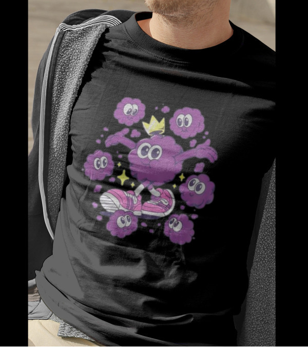 Ranboo Particle Palooza Purple Crowned Character With Sneakers And Sparkles T-Shirt