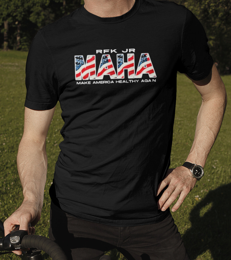 RFK Jr. MAHA Make America Healthy Again American Flag Letters T-Shirt