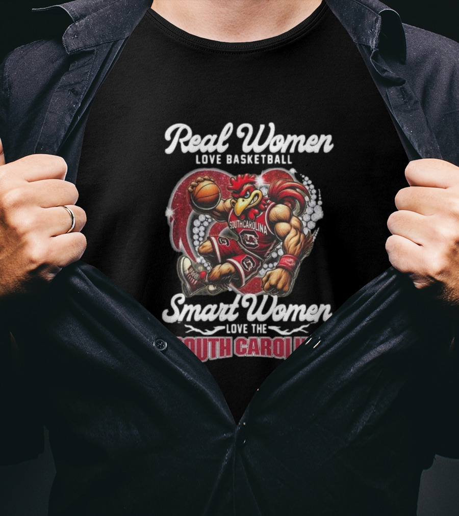 Real Women Love Basketball Smart Women Love The South Carolina Gamecocks T-Shirt