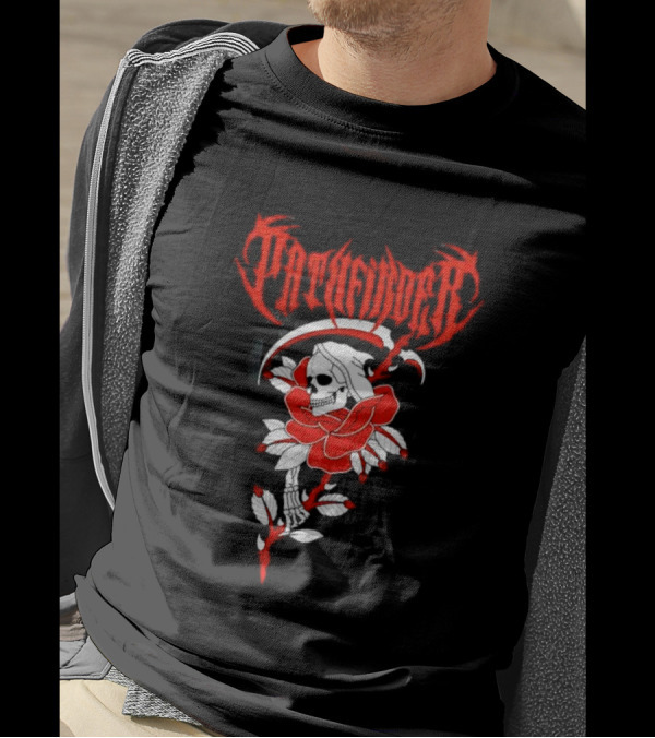 Reaper Skull With Scythe And Red Rose Gothic Aesthetic T-Shirt