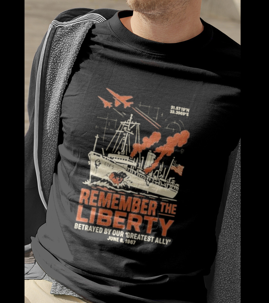 Remember The Liberty Betrayed By Our ‘Greatest Ally’ June 8 1967 With Warship And Planes T-Shirt