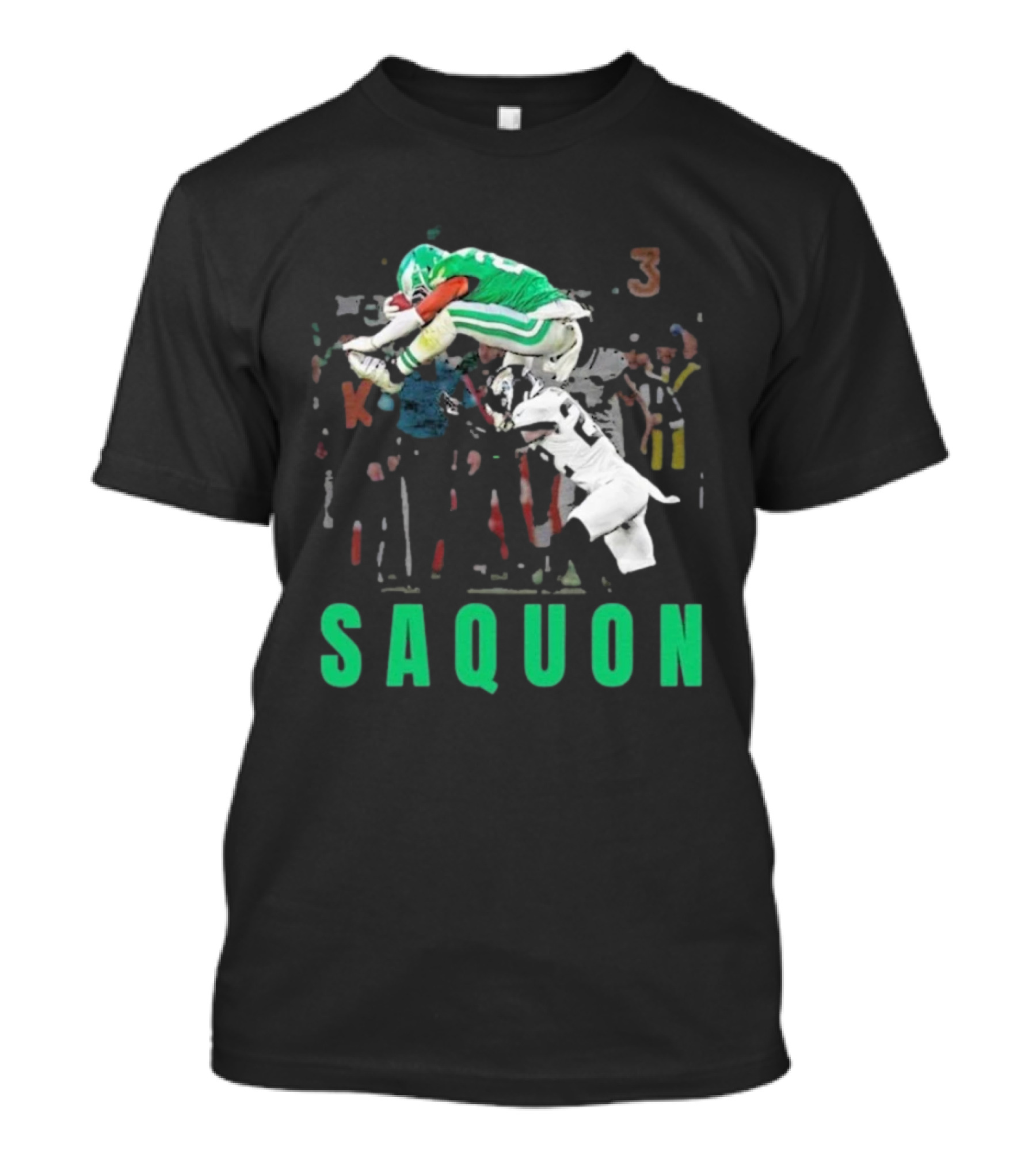 Saquon Reverse Hurdle Eagles Football Action T-Shirt