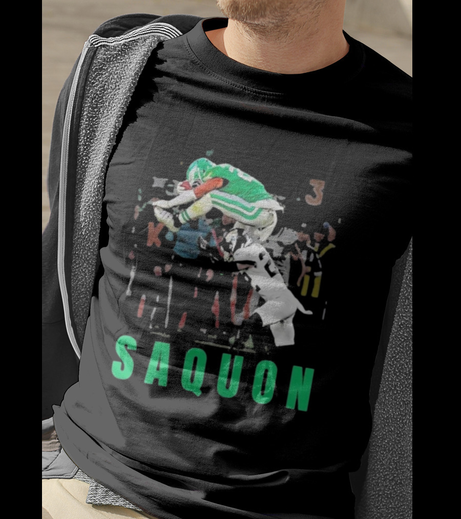 Saquon Reverse Hurdle Eagles Football Action T-Shirt