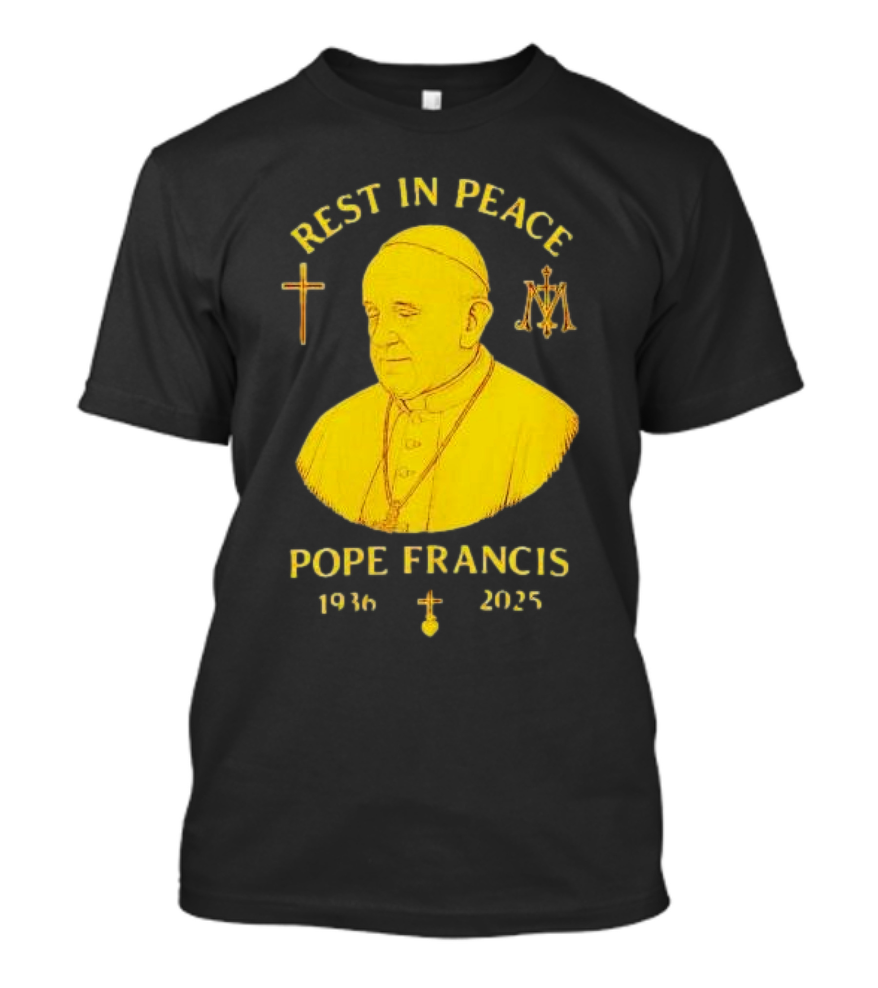 Rest In Peace Pope Francis 1936 2025 Cross Symbol Religious Tribute T-Shirt