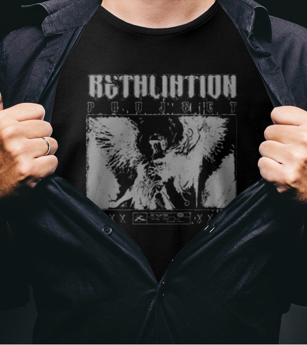 Absolution Project Winged Figure Skull Motif XXXX Fear Retaliation T-Shirt