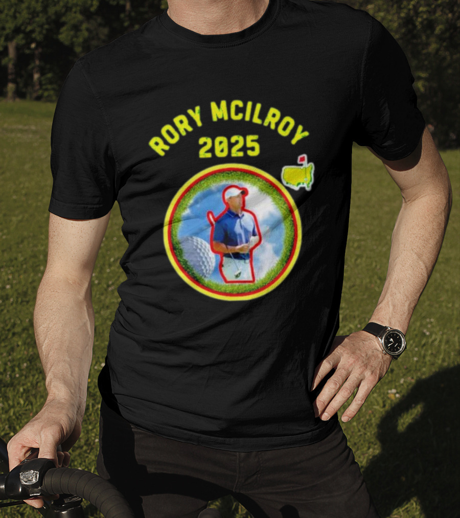 Rory McIlroy 2025 Masters Tournament Vintage Golf Circle Clouds Fairway T-Shirt