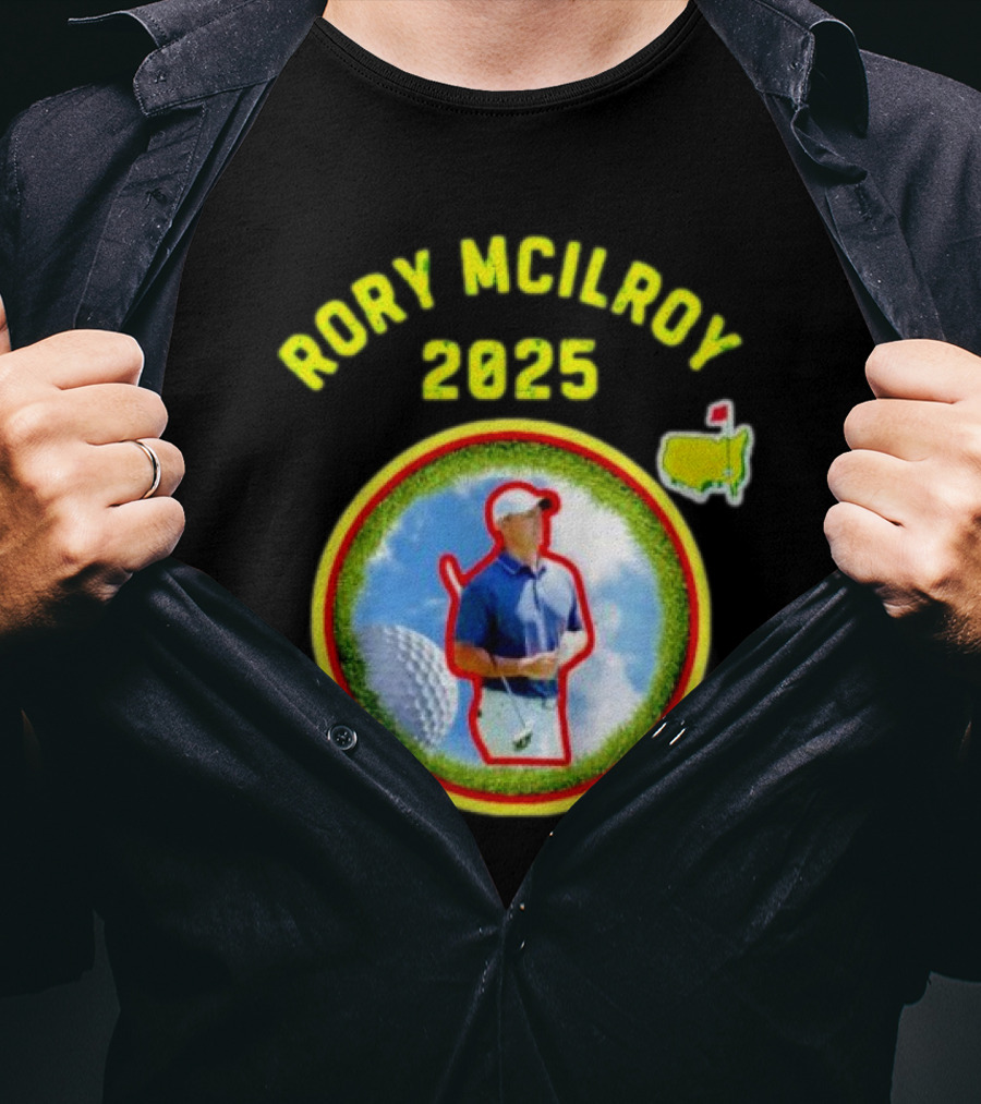 Rory McIlroy 2025 Masters Tournament Vintage Golf Circle Clouds Fairway T-Shirt