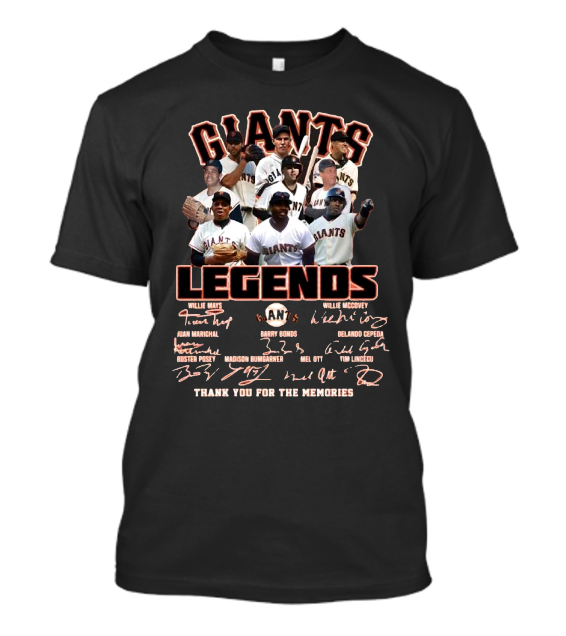San Francisco Giants Legends Thank You For The Memories Signatures 2025 T-Shirt